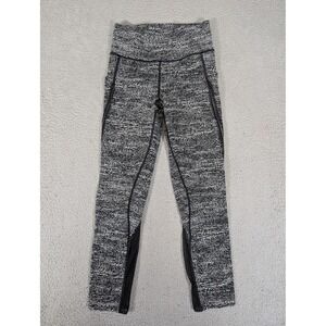 Lululemon Pants Womens 6 Black White Speckle High Rise Mesh‎ Leggings Pockets